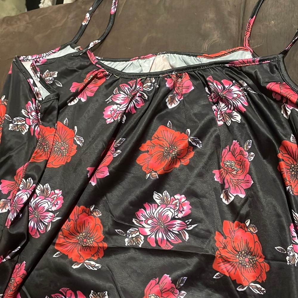Black floral shirt